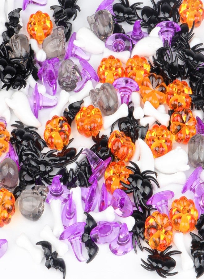 Jangostor 160 PCS Halloween Acrylic Spider Mini Pumpkins Bat Ghost Skull Hat Acrylic Sensory, Halloween Vase Filler Gems for DIY Crafts, Home, Halloween Table Decoration - Image 1